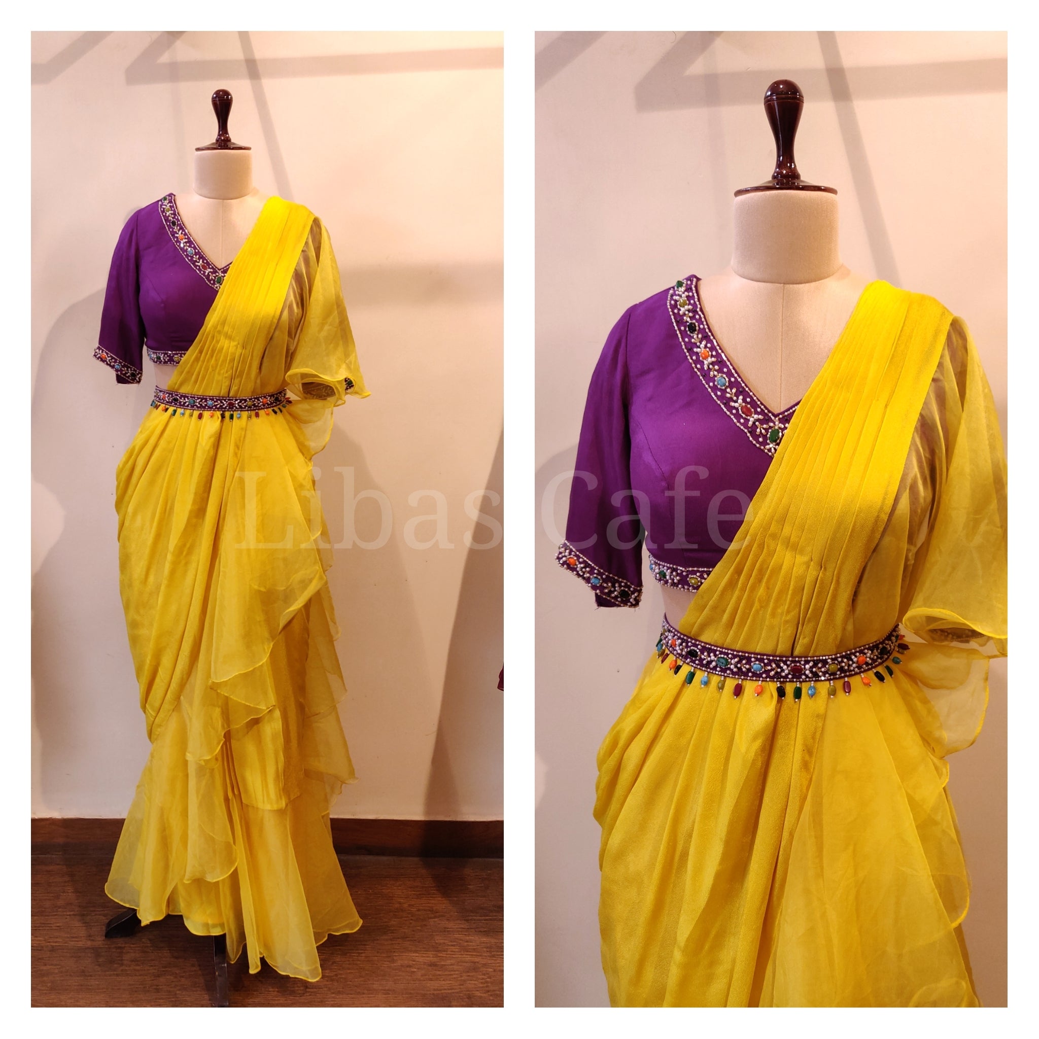 Yellow Ruffle Saree